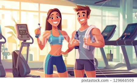 cartoonstyle illustration individuals subjects man woman 129668509