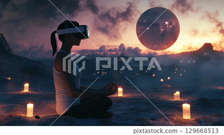 portrayal woman reality landscape hands knees 129668513