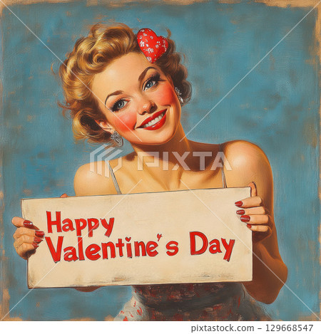 portrait woman sign valentines day hairpin 129668547
