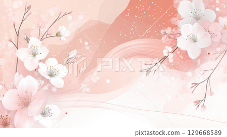 illustration cherry blossom flowers background style 129668589