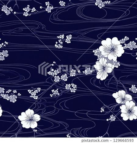 pattern blossoms background seamless floral white 129668593