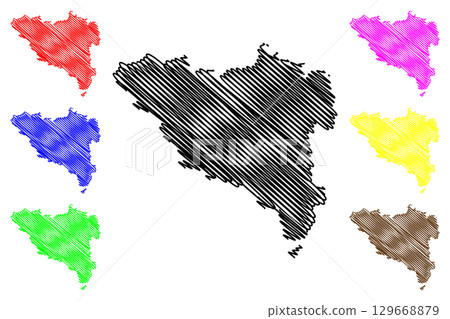 Wil District (Switzerland, Swiss Confederation, Canton of St Gall, St. Gallen or Sankt Gallen) map vector illustration, scribble sketch Wahlkreis Wil map Wil District (Switzerland, Swiss Confederation, Canton of St Gall, St. Gallen or Sankt Gallen) map vector illustration, scribble sketch Wahlkreis Wil map 129668879