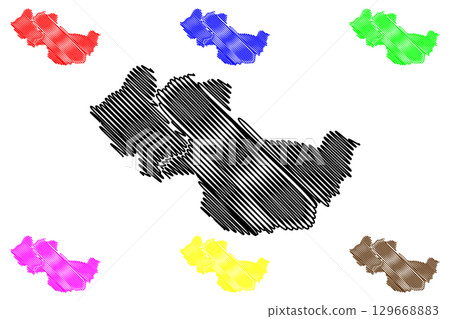 Zurzach District (Switzerland, Swiss Confederation, Canton of Aargau) map vector illustration, scribble sketch Bezirk Zurzach map 129668883