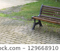 Park Bench in the Rain 129668910