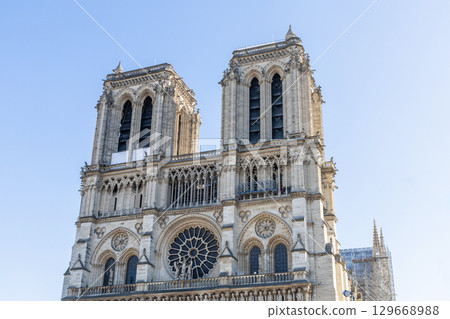 Newly restored Notre Dame Cathedral in Paris after the fire Newly restored Notre Dame Cathedral in Paris after the fire 129668988