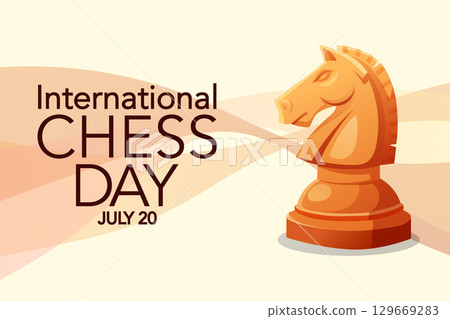 banner for international chess day july 20 with knight figure banner for international chess day july 20 with knight figure 129669283