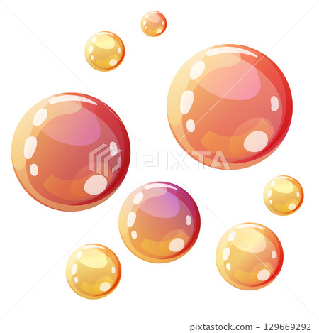 bright soap bubbles set with rainbow reflection bright soap bubbles set with rainbow reflection 129669292