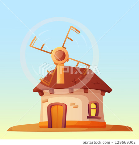 Old windmills as landscape elements. Old windmills as landscape elements. 129669302