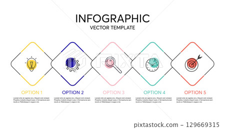 Creative vector infographic with 5 options, steps or processes. 129669315