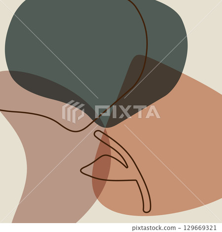 Elegant modern texture with abstract shapes elements of soft colors. Contemporary collage in minimal style. Trendy art vector composition. 129669321