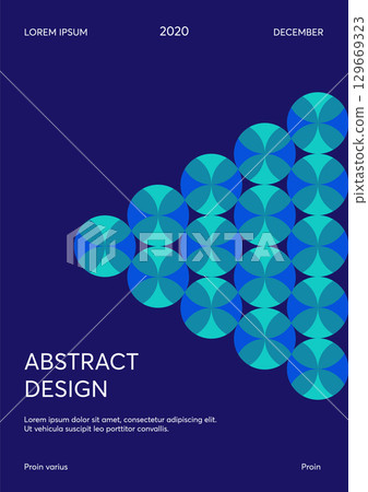 Abstract business presentation in A4 size. Corporate vertical orientation geometric report in minimal style. Can be used as company identity brochure, front page, mock up vector template. 129669323