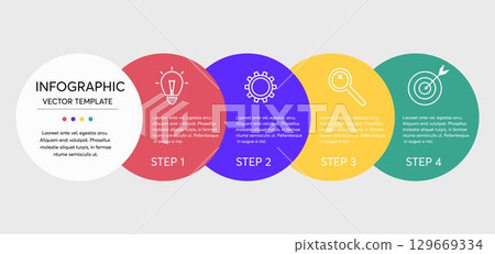 Creative Vector Infographic With 4 Options, Steps or Processes. Universal Colorful Flat Elements for Infographic. Concept For Presentation, Report, Workflow, Strategy. Business Data Visualization. Creative Vector Infographic With 4 Options, Steps or Processes. Universal Colorful Flat Elements for Infographic. Concept For Presentation, Report, Workflow, Strategy. Business Data Visualization. 129669334