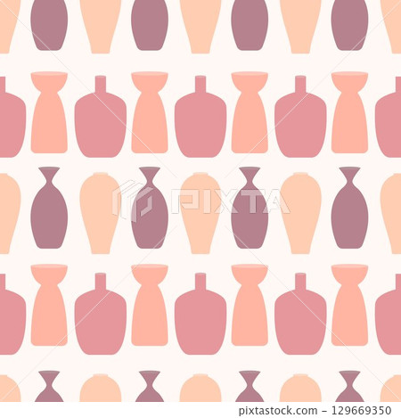 Beautiful seamless pattern with abstract colorful vases. Vector background can be used for fabric, textile, wallpaper, wrap ect. Beautiful seamless pattern with abstract colorful vases. Vector background can be used for fabric, textile, wallpaper, wrap ect. 129669350