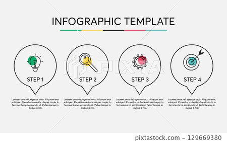 Vector infographic from 4 rounded shapes with icons and text. Simple infographics design template. Can be used as information banner, presentation, process. Vector infographic from 4 rounded shapes with icons and text. Simple infographics design template. Can be used as information banner, presentation, process. 129669380