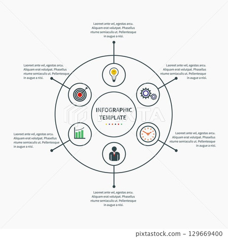 Circular infographic. Infographics concept with 6 steps. Can be used as round chart, cycle diagram. Vector illustration. 129669400