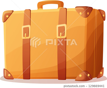 Retro leather suitcase with straps 129669441