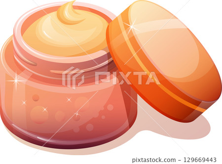 pink glittery cream jar with open lid pink glittery cream jar with open lid 129669443