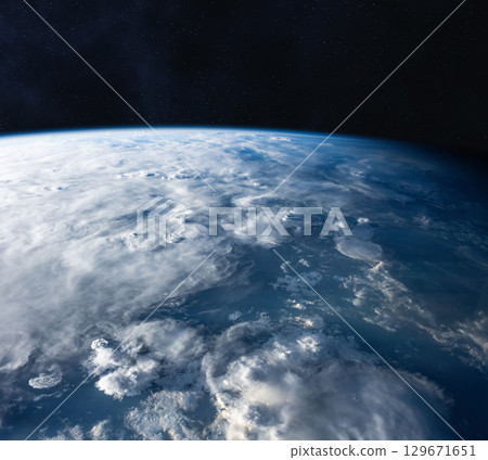 Blue Earth in the space. Surface of planet like Earth. Blue Earth in the space. Surface of planet like Earth. 129671651
