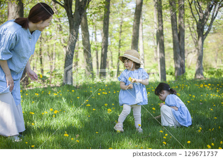 Families playing in nature 129671737