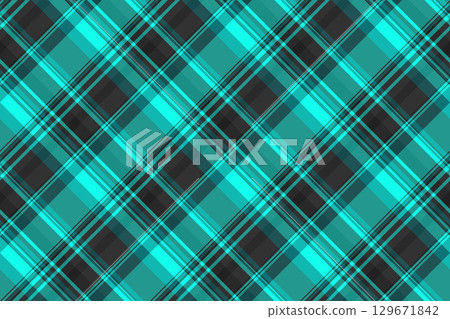 Front fabric background plaid, collage seamless vector tartan. Finish textile texture pattern check in teal and grey colors. 129671842