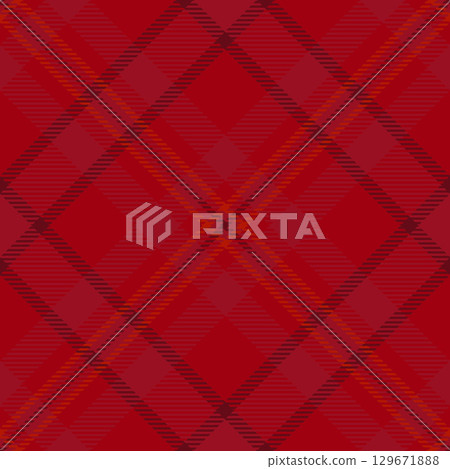 Rich red plaid pattern. Textile design element. Classic check texture for backgrounds, apparel, or decor. Festive, warm, stylish  adaptable. 129671888