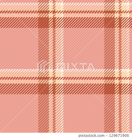 Handsome textile seamless vector, tile fabric texture background. Infinity tartan pattern plaid check in red and peach puff colors. 129671908