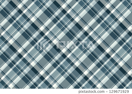 Modern vector seamless tartan, self fabric check background. Serene textile plaid pattern texture in pastel and cyan colors. 129671929