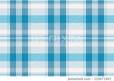 Checker fabric plaid vector, rustic texture pattern tartan. Merry check seamless textile background in cyan and light blue colors. Checker fabric plaid vector, rustic texture pattern tartan. Merry check seamless textile background in cyan and light blue colors. 129671941