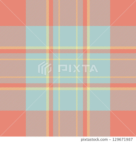 Classic plaid pattern featuring intersecting lines in pastel shades. Evokes warmth, tradition, and a timeless design. Use for textile design, backgrounds, and holiday themes. 129671987