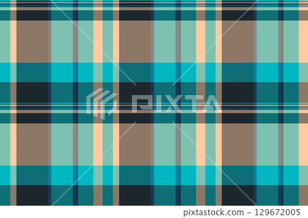 Surface texture background textile, platform fabric tartan pattern. Periodic seamless plaid vector check in cyan and teal colors. 129672005