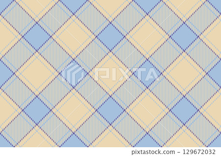 Mosaic check vector pattern, surface background texture tartan. Happy textile seamless fabric plaid in light and violet colors. 129672032