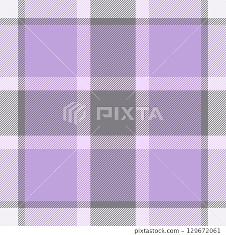 Detailed plaid pattern in lilac and gray tones, a timeless textile design. Use as background, for fashion, or graphic projects needing a classic, chic texture. 129672061