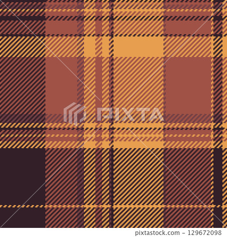 Warm plaid pattern with rich autumn tones. Textile design suitable for backgrounds, apparel, or digital art projects. A classic, versatile texture. 129672098