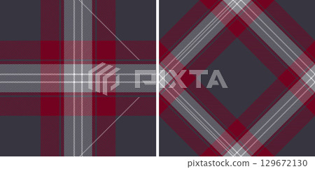 Elegant plaid pattern in dark grey and red tones. A classic and versatile design that conveys tradition, style, and cozy comfort. Great for backgrounds and textiles. Elegant plaid pattern in dark grey and red tones. A classic and versatile design that conveys tradition, style, and cozy comfort. Great for backgrounds and textiles. 129672130