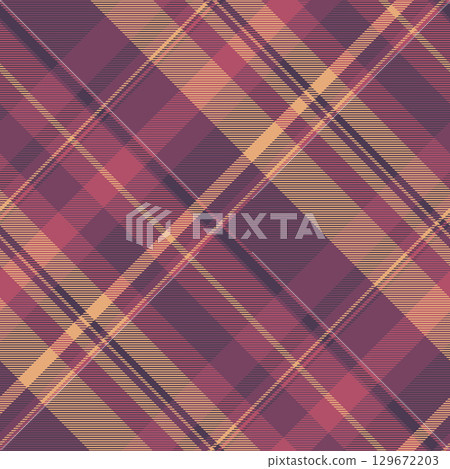 Stylish plaid pattern with purple, pink, and tan hues. Classic and versatile design. Use for textile mockups, backgrounds, or creative projects. Stylish plaid pattern with purple, pink, and tan hues. Classic and versatile design. Use for textile mockups, backgrounds, or creative projects. 129672203
