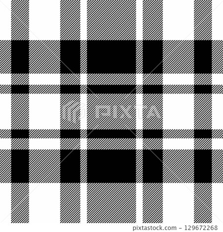 Black and white seamless tartan pattern. Classic checkered design great for textiles, backgrounds, or modern graphic projects. Versatile, bold, and timeless. Black and white seamless tartan pattern. Classic checkered design great for textiles, backgrounds, or modern graphic projects. Versatile, bold, and timeless. 129672268