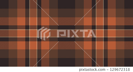 Halftone plaid pattern vector, scratch check fabric tartan. Suit textile seamless background texture in orange and dark colors. Halftone plaid pattern vector, scratch check fabric tartan. Suit textile seamless background texture in orange and dark colors. 129672318