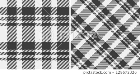 Plaid vector check of pattern texture seamless with a textile background fabric tartan. Set in monochrome colors for golf fashion essentials for the course. Plaid vector check of pattern texture seamless with a textile background fabric tartan. Set in monochrome colors for golf fashion essentials for the course. 129672326