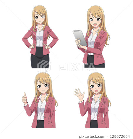 Set of Business man character design. Cartoon illustration. Set of Business man character design. Cartoon illustration. 129672664