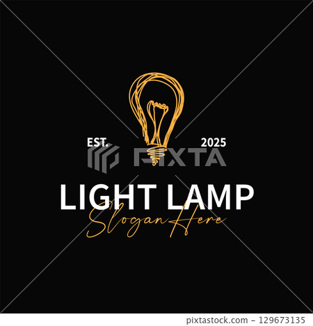 lamp logo design concept, with a modern minimalist abstract concept, design as a symbol, illustration template or for a product or business brand 129673135