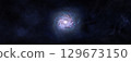 Galaxy and stars in deep space. Panorama. 129673150