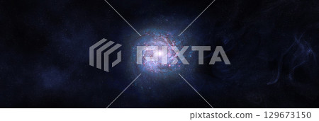 Galaxy and stars in deep space. Panorama. Galaxy and stars in deep space. Panorama. 129673150