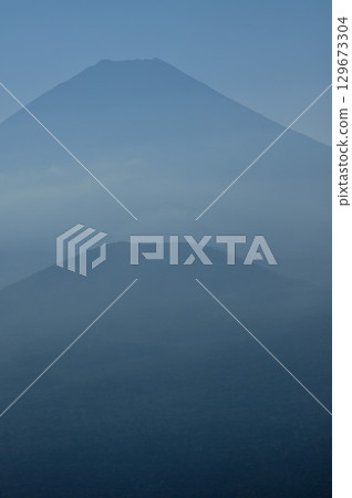 Mount Fuji with a Child in its Arms from the Shoji Pass Observatory in the Misaka Mountains 129673304