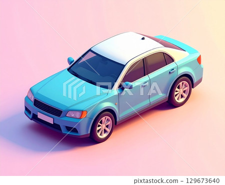 採用等距設計的立體汽車特寫 129673640