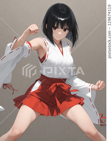 Beautiful Shrine Maiden Warrior 129674319
