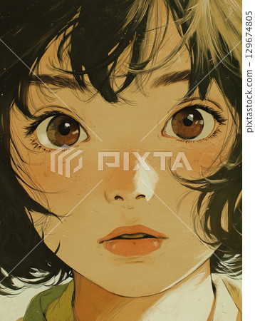 Big-eyed girl illustration 129674805