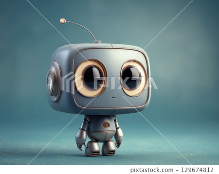 Cute little robot character 129674812