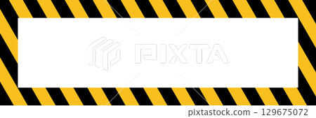 Warning frame grunge diagonal stripes. Construction bordered by textured yellow and black caution stripes. Warning frame grunge diagonal stripes. Construction bordered by textured yellow and black caution stripes. 129675072
