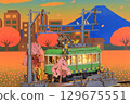 回家路上的人們看著櫻花列車緩緩駛過。 129675551