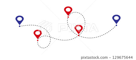 Illustrative Path of a Journey Through Multiple Locations. 129675644